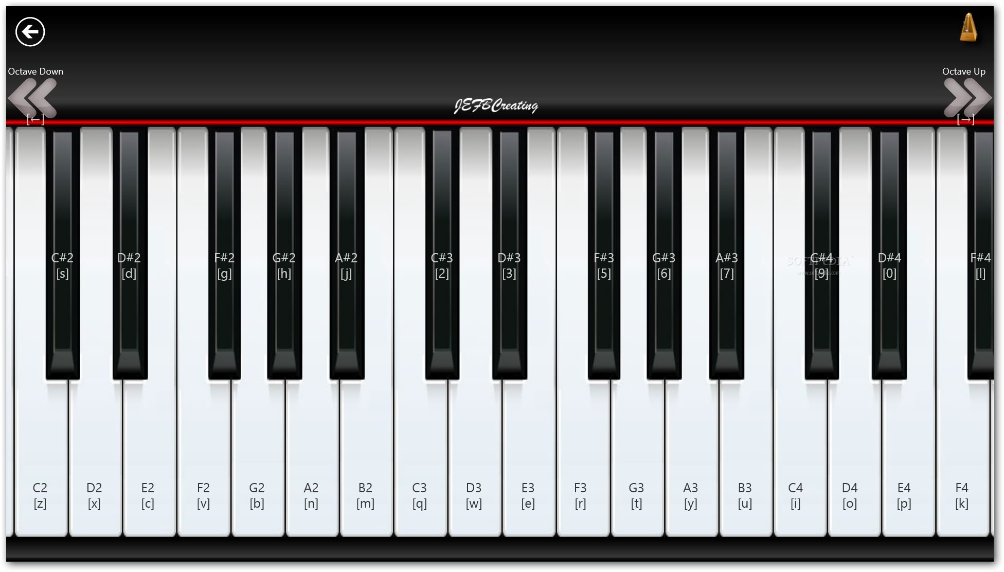 Piano8 - The application allows you to navigate through octaves via ...