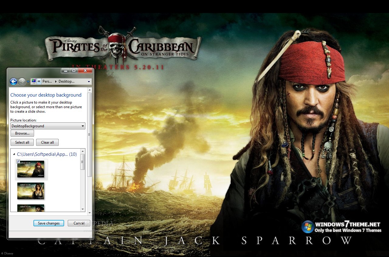 Pirates of the Caribbean 4 Win 7 Theme screenshot 1 - This is a sample of what Pirates of the Carribean 4 Win 7 Theme has to offer.