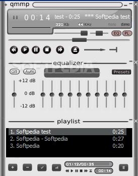 Qmmp screenshot 1 - The main window of the application allows you to control the audio playback and to view the playlist.
