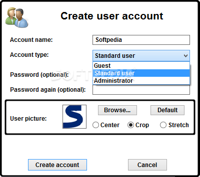 Quick User Manager Create User Account