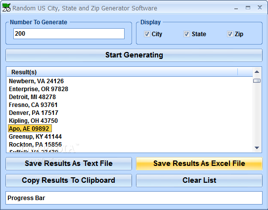 Random US City, State and Zip Generator Software Download