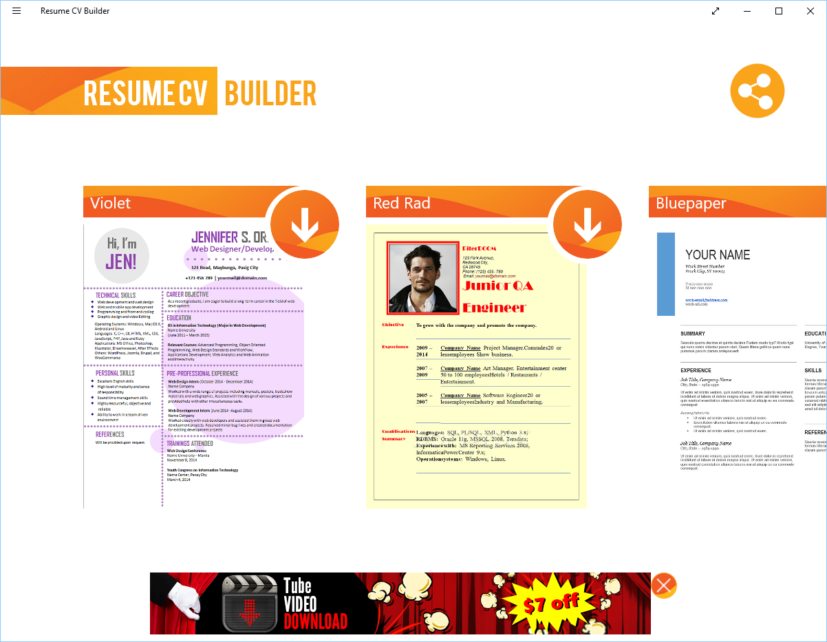 resume cv builder store app download