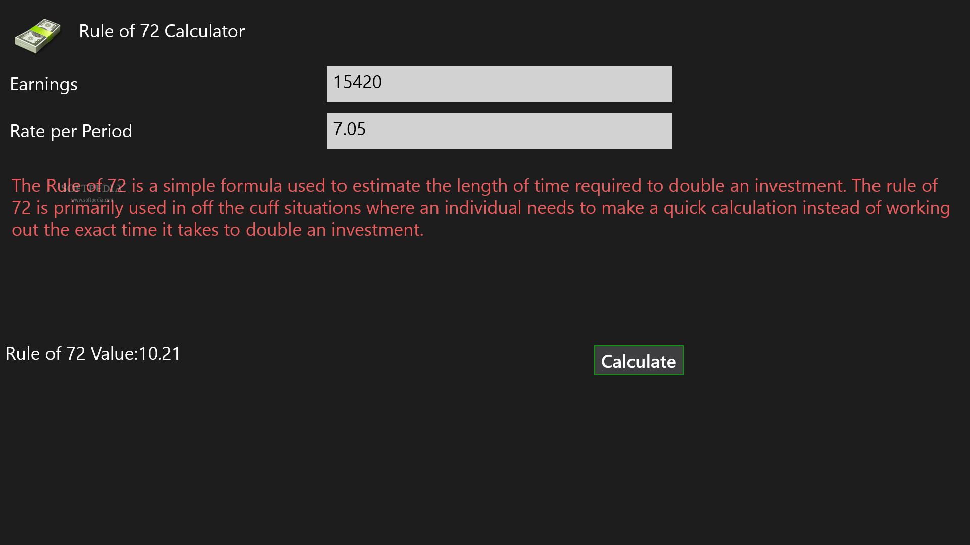 Windows 8ĵ721.0.0.0_Rule of 72 Calculator for Windows 8 1.0.0.0