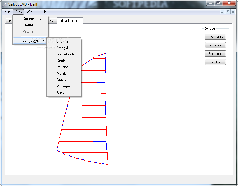 Sailcut CAD - In the View menu of Sailcut CAD users can provide the 