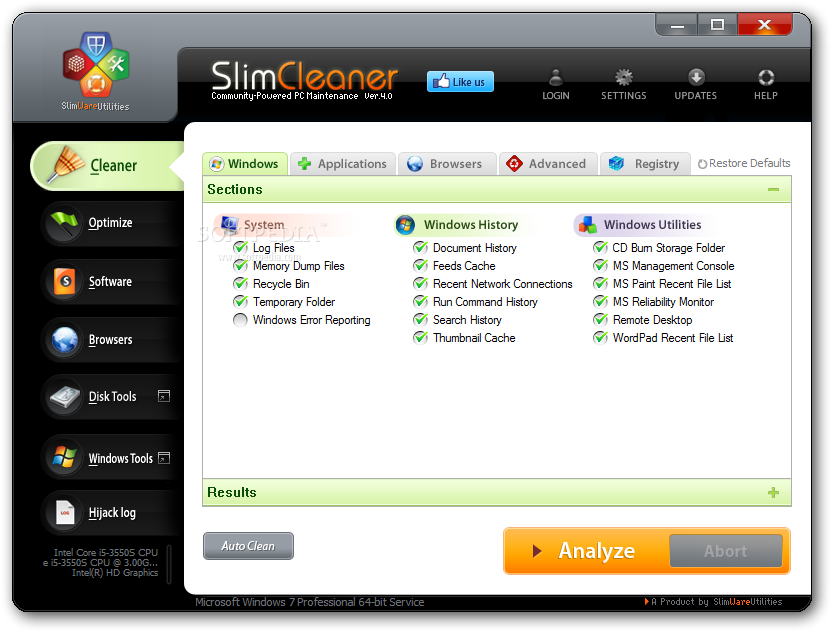 SlimCleaner screenshot 1 - SlimCleaner will provide users with a community-based software that optimizes PC performance