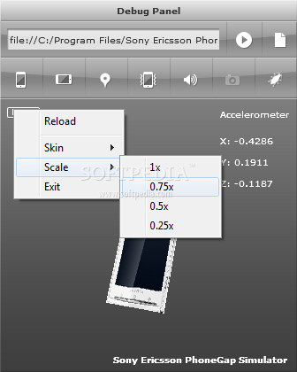 ᰮPhoneGapķ1.0.0_Sony Ericsson PhoneGap Simulator 1.0.0