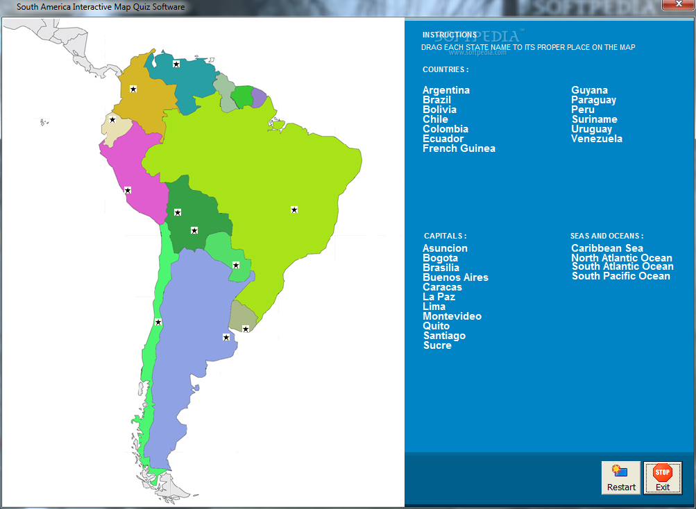 ͼ7.0_South America Interactive Map Quiz Software 7.0