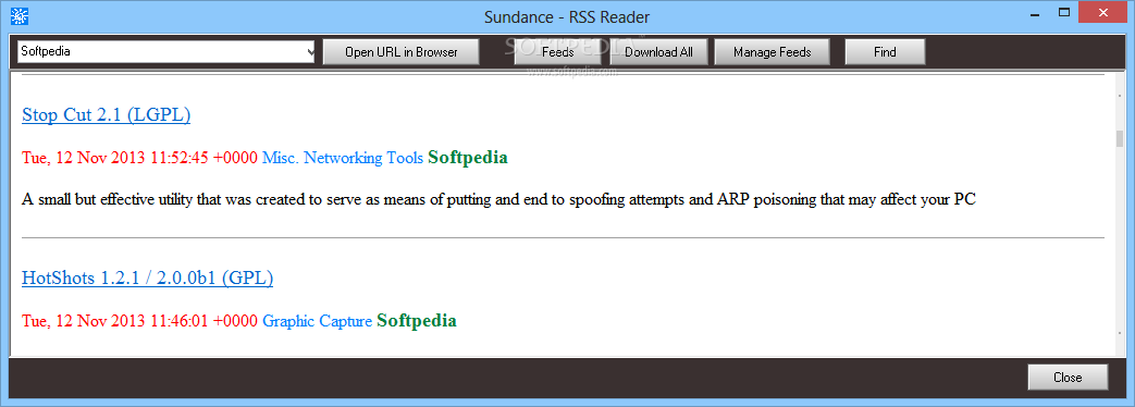SunDance screenshot 3 - The RSS reader of SunDance allows you to add your favorite links and read the latest news.