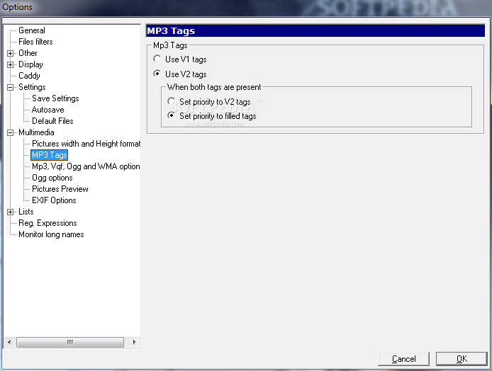  Rename on V2 Tags In Mp3 Renaming  By Selecting Mp3 Tags In The Options Window
