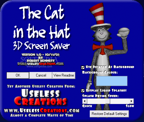 the cat in the hat hat. Screenshot 3 of The Cat in The Hat 3D Screensaver