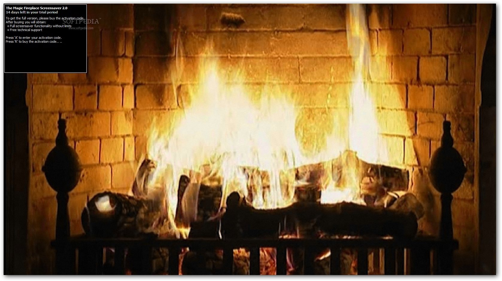 Free Download The Magic Fireplace Screensaver 2.00 - A screensaver that displays a burning fireplace