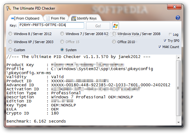 The Ultimate PID Checker screenshot 1 - The Ultimate PID Checker is a handy and reliable utility designed to check if Windows Product IDs (PID) are correct.