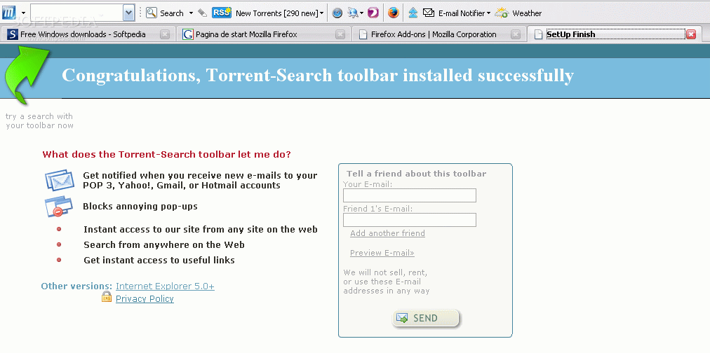 Screenshot 1 of Torrent Search Bar for Firefox