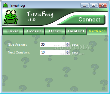 TriviaFrog screenshot 4 - TriviaFrog's Settings window enables you to customize the application's behavior according to your needs and preferences.