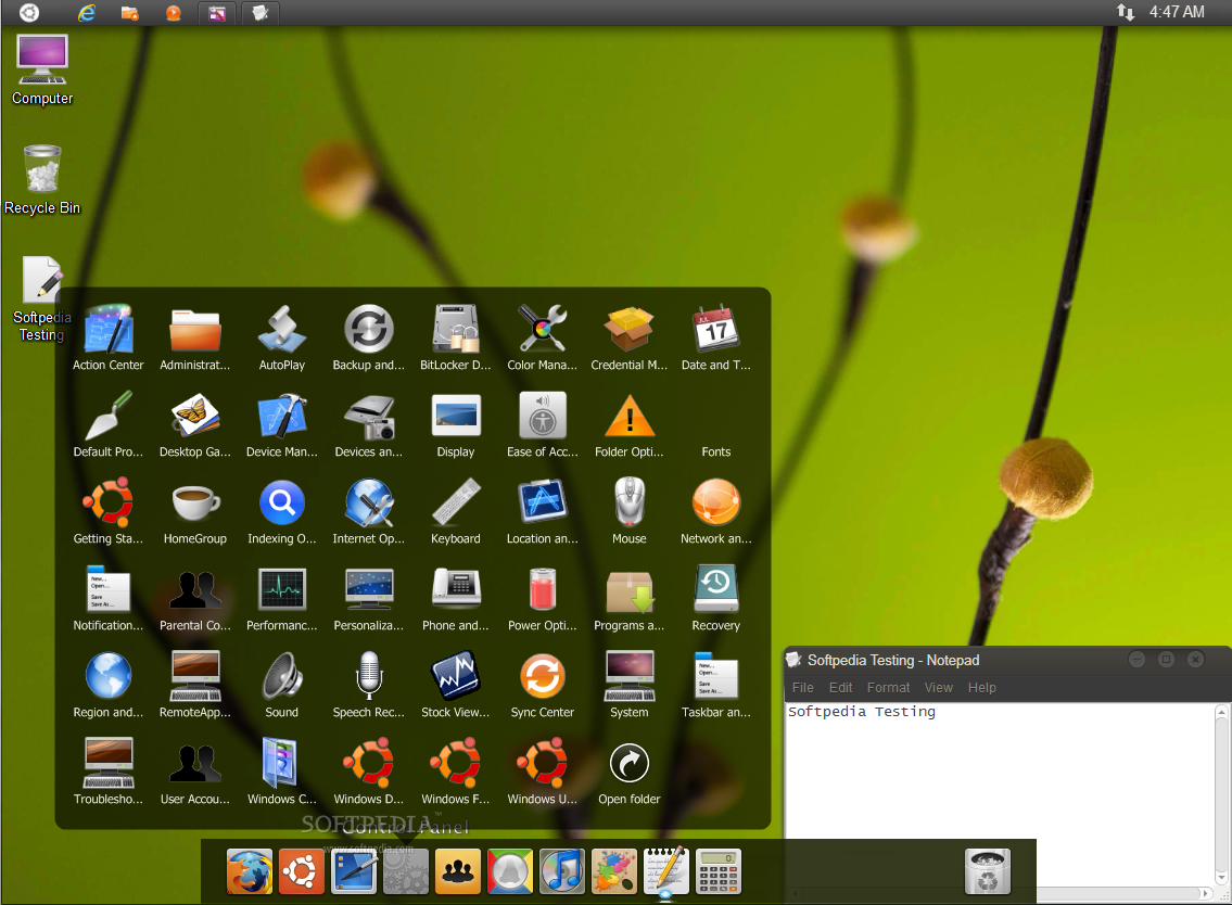 Ubuntu Skin Pack screenshot 2 - Ubuntu Skin Pack will provide new icons, new position for the taskbar, new window styles and more.