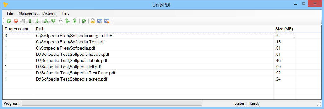 UnityPDF screenshot 1 - UnityPDF enables you to create a list of PDF files by dragging and dropping them in the main window