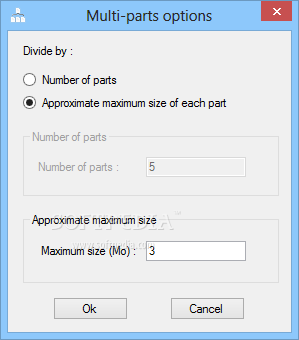 UnityPDF screenshot 4 - The Multi-parts options window allows you to split your PDF file into a certain number of parts