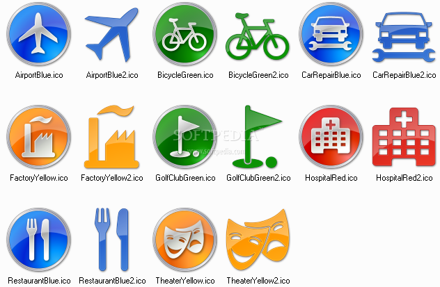 Screenshot 1 of Vista Style Points of Interest Icon Set