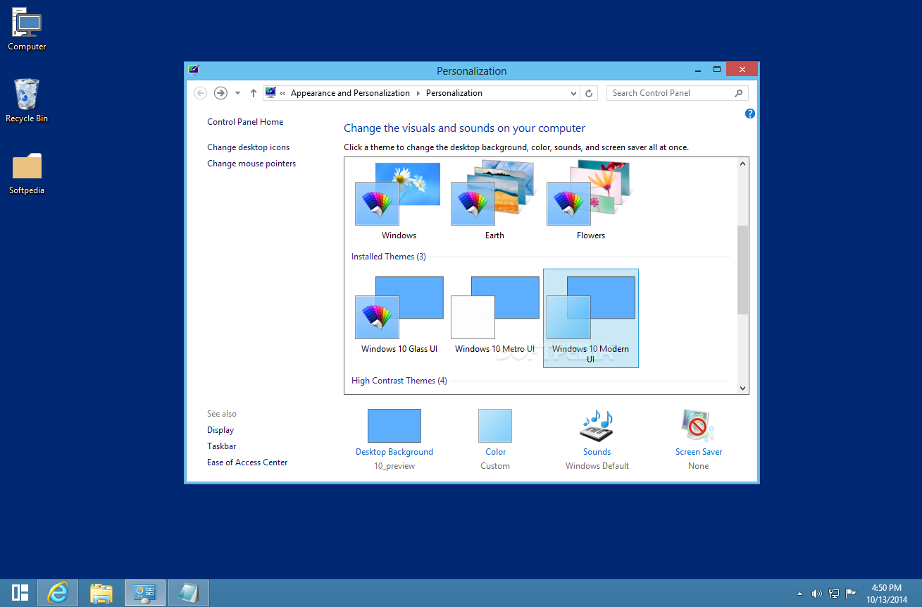 Latest Windows 8 Transformation Pack for XP Free Download, Windows 8 Transformation Pack screenshot 3 - You can access the search function and the Start window from the included menu.