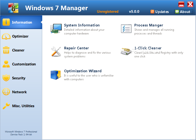   إصدار حصري من المتميز في إدارة واصلاح جميع مشاكل ويندوز 7 Windows 7 Manager 3.9.1 Windows-7-Manager_1