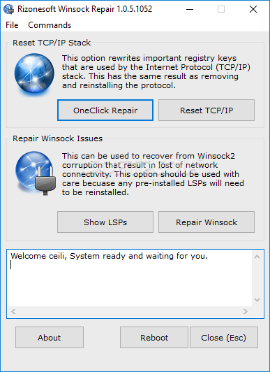 Windows Vista Reset Winsock