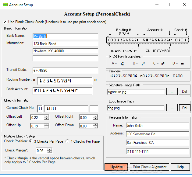 bank routing number on business check