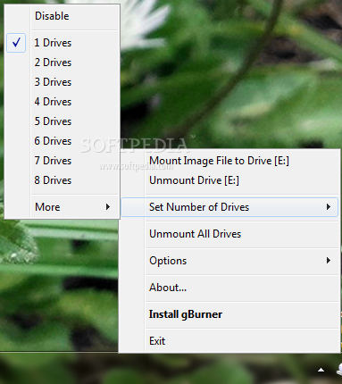 gBurner Virtual Drive screenshot 1 - gBurner Virtual Drive is a handy and reliable utility designed to create and manage virtual CD / DVD drives.